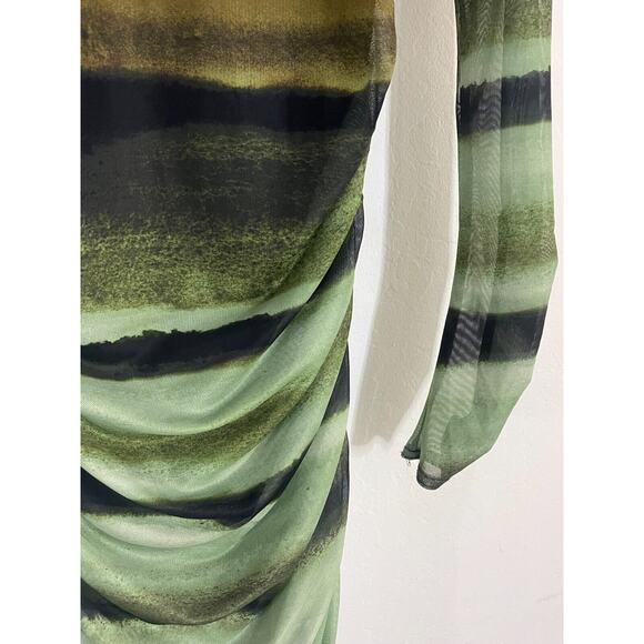 Anthropologie Striped Midi Dress - Green and Black - Picture 7 of 10